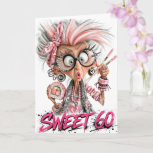 Funny Sweet 60 Old Lady Birthday Greeting Card
