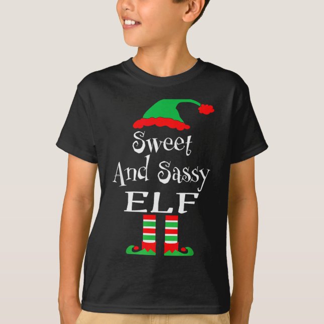 Funny Sweet And Sy Elf Shirt Xmas Family Matching  (Front)