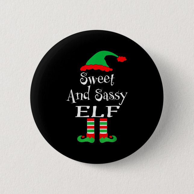 Funny Sweet And Sy Elf Shirt Xmas Family Matching  6 Cm Round Badge (Front)