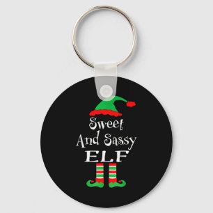Funny Sweet And Sy Elf Shirt Xmas Family Matching Key Ring