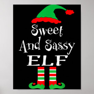 Funny Sweet And Sy Elf Shirt Xmas Family Matching  Poster