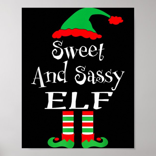 Funny Sweet And Sy Elf Shirt Xmas Family Matching  Poster (Front)
