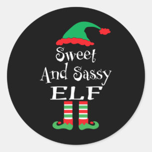 Funny Sweet And Sy Elf Xmas Family Matching Youth  Classic Round Sticker