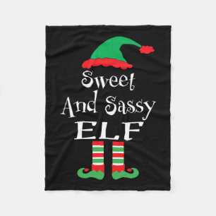 Funny Sweet And Sy Elf Xmas Family Matching Youth Fleece Blanket
