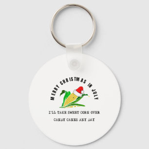 Funny Sweet Corn Over Candy Canes Christmas In Jul Key Ring