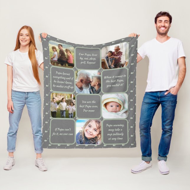 Funny Sweet Grandpa/Papa Golf Putter Photo  Fleece Blanket (In Situ)