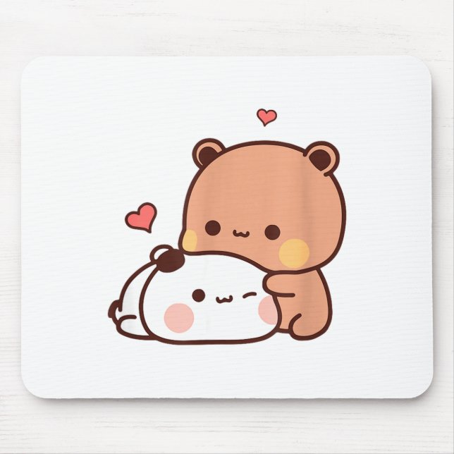 Funny Sweet Kawaii Kp Bear Panda Hugging Couple Lo Mouse Mat (Front)