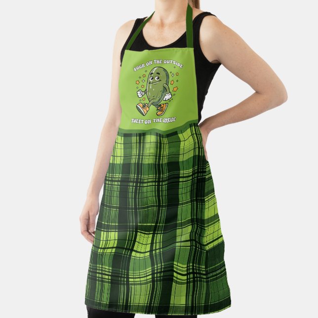 Funny sweet sour pickle pun word art apron (Insitu)