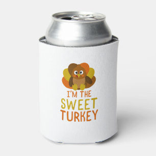 Funny Sweet Turkey Family Matching Thanksgiving Can Cooler