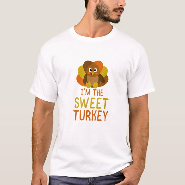 Funny Sweet Turkey Family Matching Thanksgiving  T-Shirt (Front)
