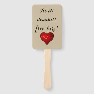 Funny Sweet Wedding Red Heart with Names and Year Hand Fan