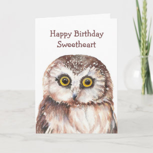 Funny Sweetheart Birthday Cute  Owl  - Card