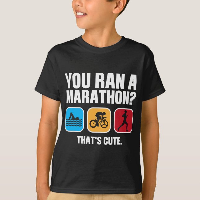 Funny Swim Bike Run Triathlon  Men Women Triathlet T-Shirt (Front)