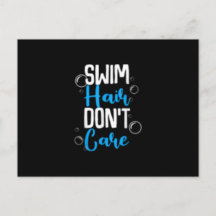 Funny Swim Hair Dont Care Gift  Cute Swimming Men Announcement Postcard