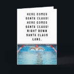 Funny Swimmer Christmas holiday cards<br><div class="desc">Funny swimmer Christmas cards featuring Santa swimmer swimming laps and creative quote.</div>