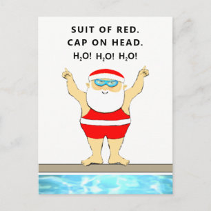 Funny Swimmer Christmas Holiday Postcard