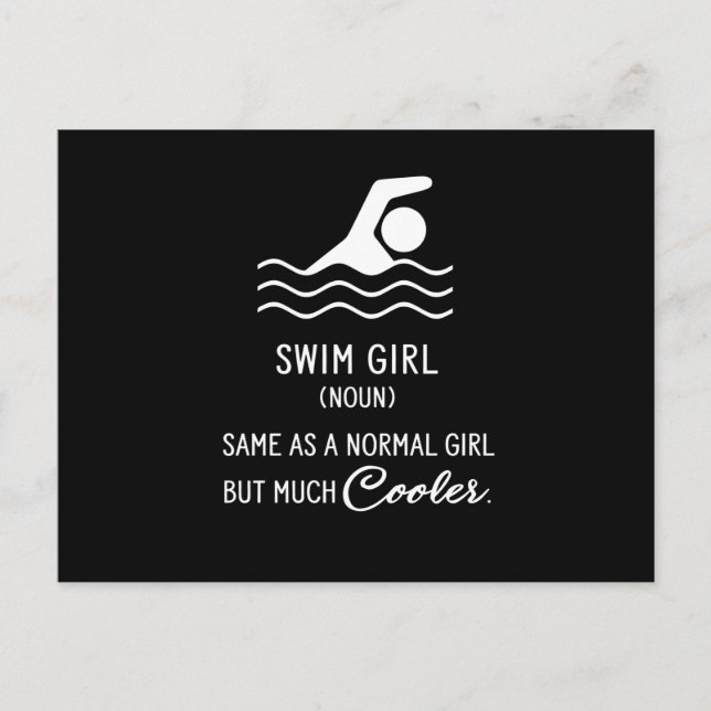 funny swimmer girl definition, for girls who love postcard (Front)