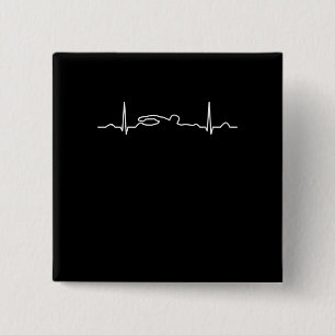 Funny Swimmer Heartbeat Apparel, Swimming Fan Mens 15 Cm Square Badge