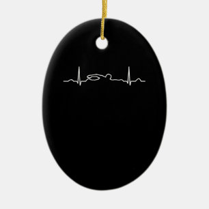 Funny Swimmer Heartbeat Apparel, Swimming Fan Mens Ceramic Tree Decoration