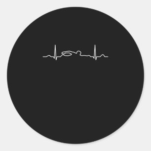Funny Swimmer Heartbeat Apparel, Swimming Fan Mens Classic Round Sticker