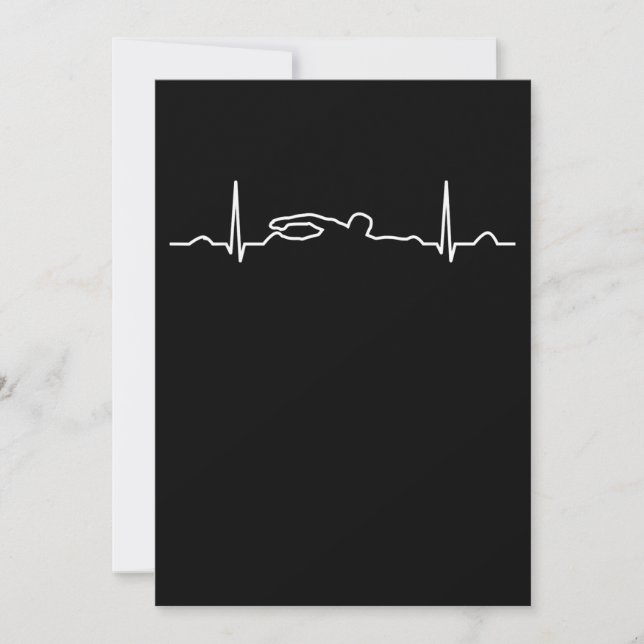 Funny Swimmer Heartbeat Apparel, Swimming Fan Mens Holiday Card (Front)