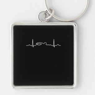 Funny Swimmer Heartbeat Apparel, Swimming Fan Mens Key Ring