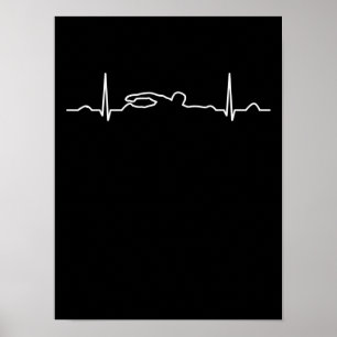 Funny Swimmer Heartbeat Apparel, Swimming Fan Mens Poster