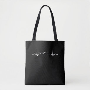 Funny Swimmer Heartbeat Apparel, Swimming Fan Mens Tote Bag