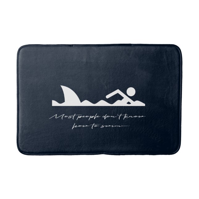 Funny Swimmer Swimming Shark Sarcasm Lover Gift Bath Mat (Front)