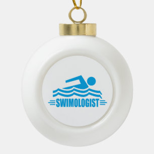 Funny Swimmer's Ceramic Ball Christmas Ornament