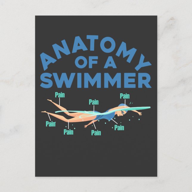 Funny Swimming Anatomy Of A Swimmer Water Sport Postcard (Front)