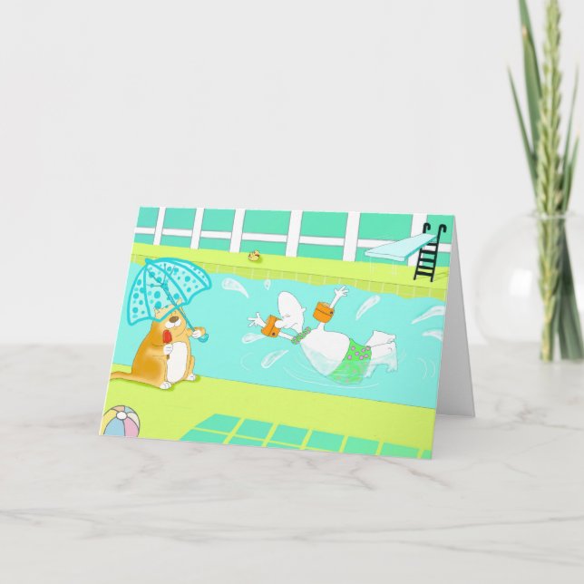 Funny swimming Birthday Card (Front)