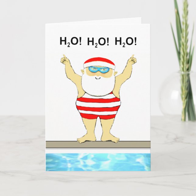 funny swimming Christmas Holiday Card (Front)