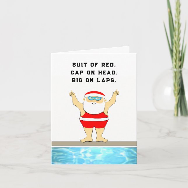 Funny Swimming Christmas Holiday Card (Front)