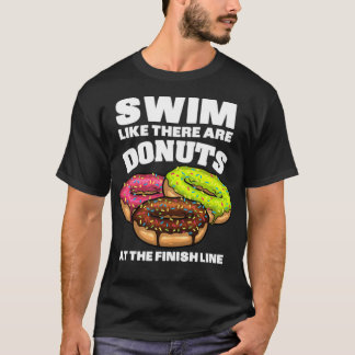 Funny Swimming Doughnut Design Men Women Swimmer d T-Shirt