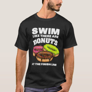 Funny Swimming Doughnut Design Men Women Swimmer S T-Shirt