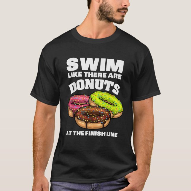 Funny Swimming Doughnut Design Men Women Swimmer S T-Shirt (Front)