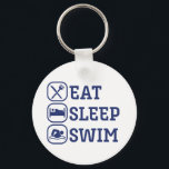 Funny Swimming Eat Sleep Swim Key Ring<br><div class="desc">Eat Sleep Swim. Funny swimming quote design for those who love hanging out by the pool and swim on a hot summer day. Cool and awesome athletic merchandise for swimming athlete. Perfect for high school swim team or college sports. Simple text design with minimal swimming icon for those who love...</div>