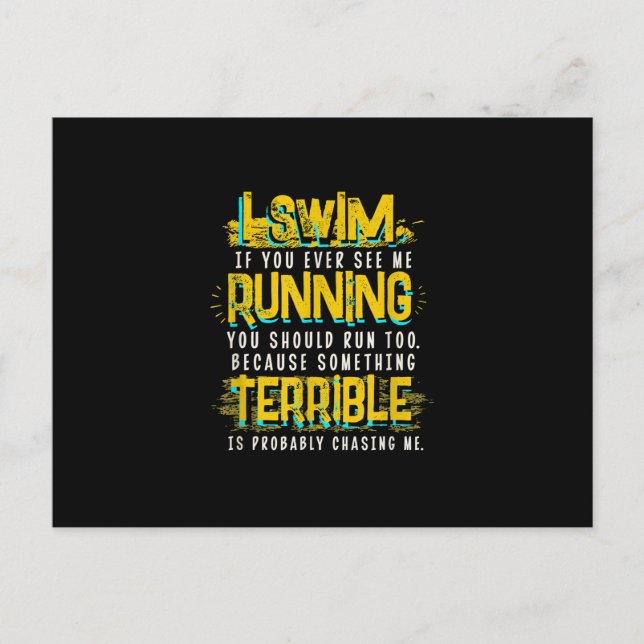 Funny Swimming Gift For Swimmer Announcement Postcard (Front)