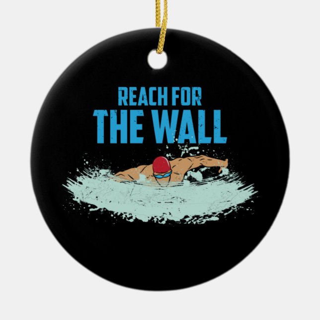 Funny Swimming Quote Ceramic Tree Decoration (Front)