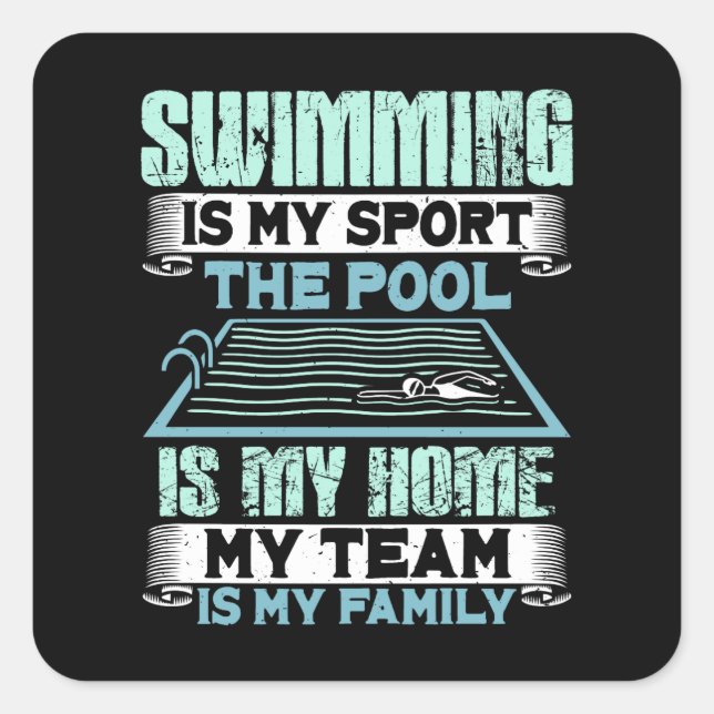 Funny Swimming Quote Square Sticker (Front)