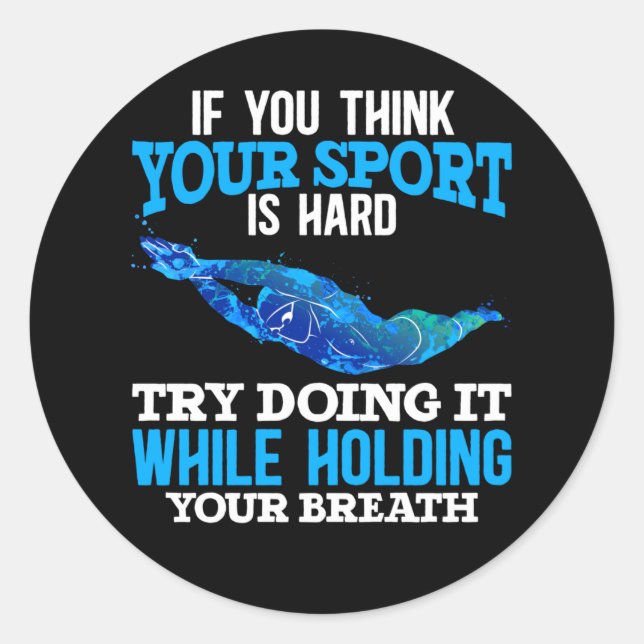 Funny Swimming Sport Swimmer Skill Classic Round Sticker (Front)