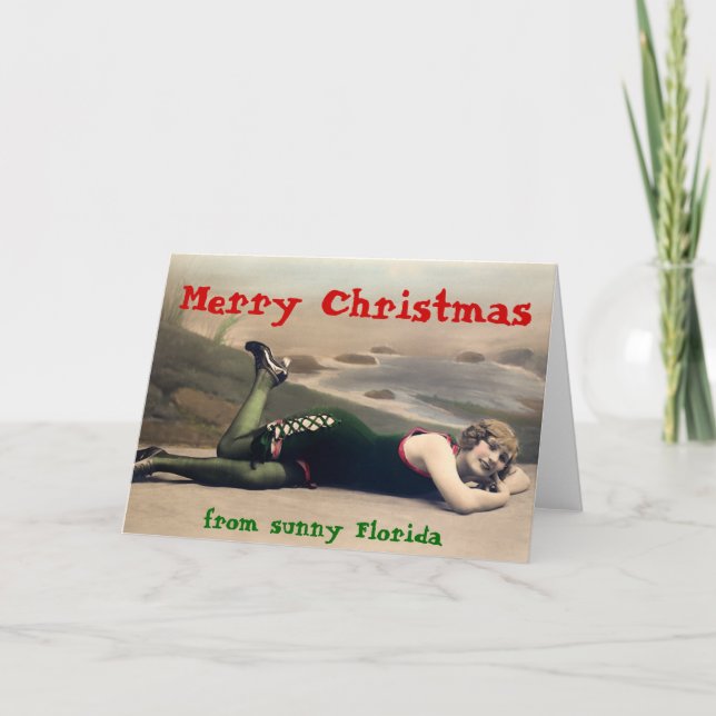 Funny Swimsuit Christmas from Florida Holiday Card (Front)