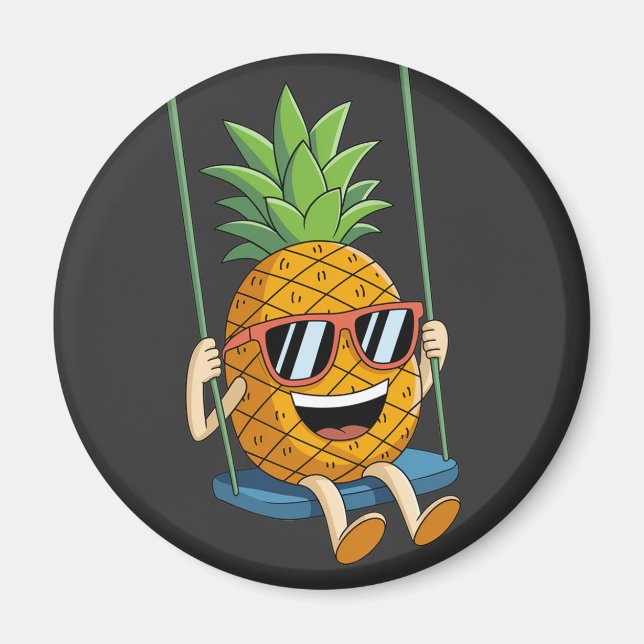funny swinging pineapple swinger magnet  (Front)