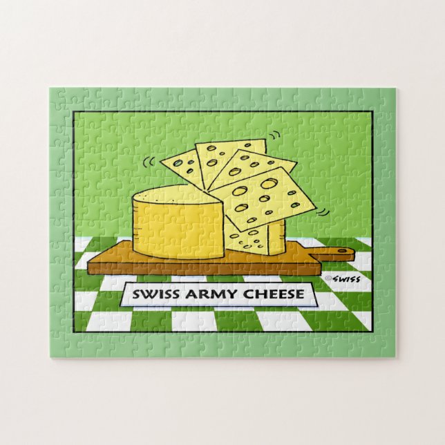 Funny Swiss Army Cheese Cartoon Jigsaw Puzzle (Horizontal)