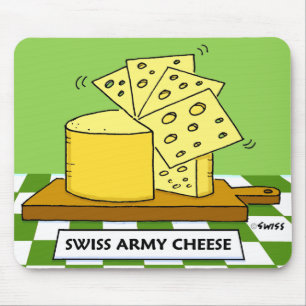Funny Swiss Army Cheese Cartoon Mouse Pad