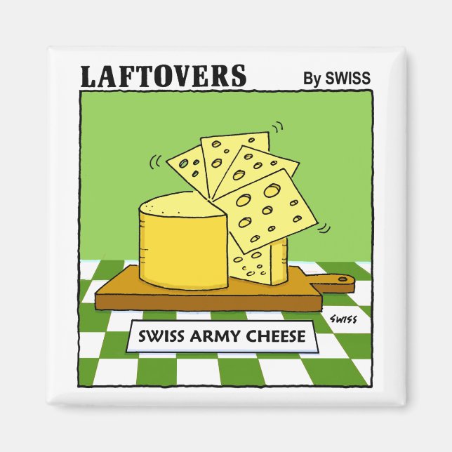 Funny Swiss Cheese Cartoon Tasting Party Favours Magnet (Front)