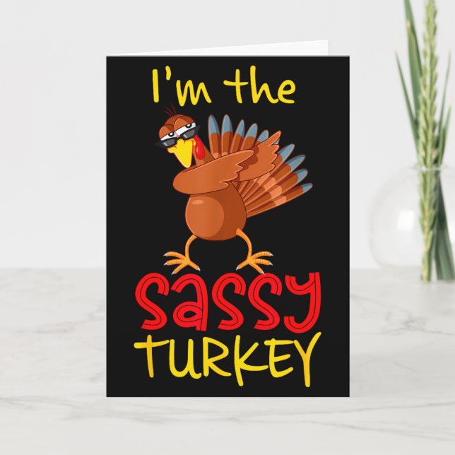 Funny Sy Turkey Matching Family Group Thanksgiving Card (Front)