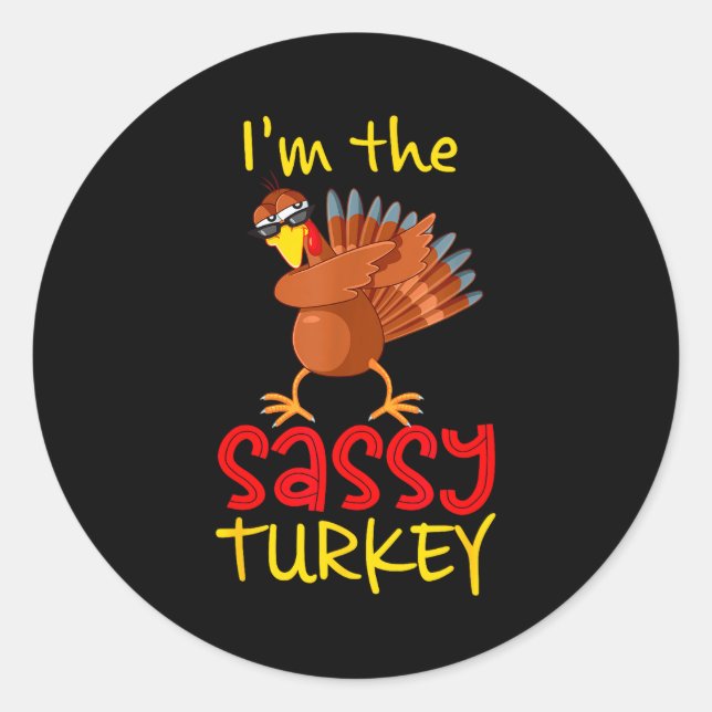 Funny Sy Turkey Matching Family Group Thanksgiving Classic Round Sticker (Front)