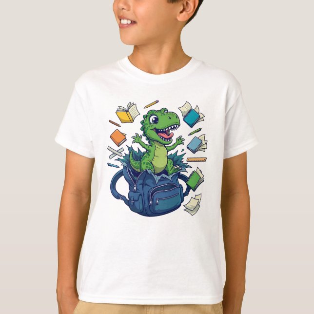 Funny T-Rex Backpack - Back To School Dinosaur T-Shirt (Front)